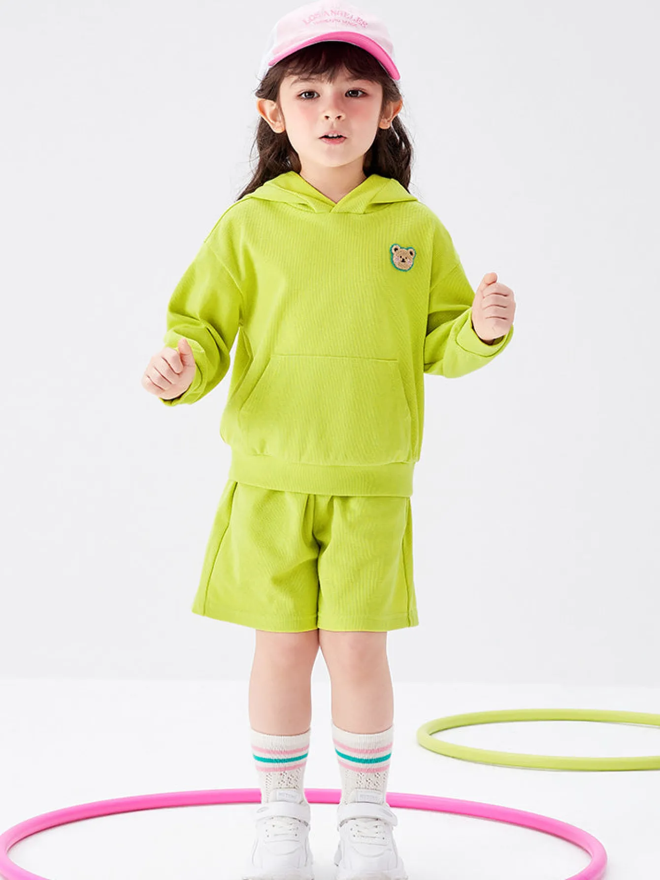 Balabala Toddler Girl Fresh And Vibrant Colors Hooded Long Sleeve Suit208322104205 Cheap