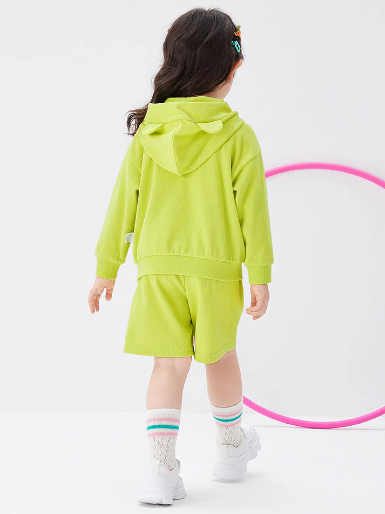 Balabala Toddler Girl Fresh And Vibrant Colors Hooded Long Sleeve Suit208322104205 Cheap