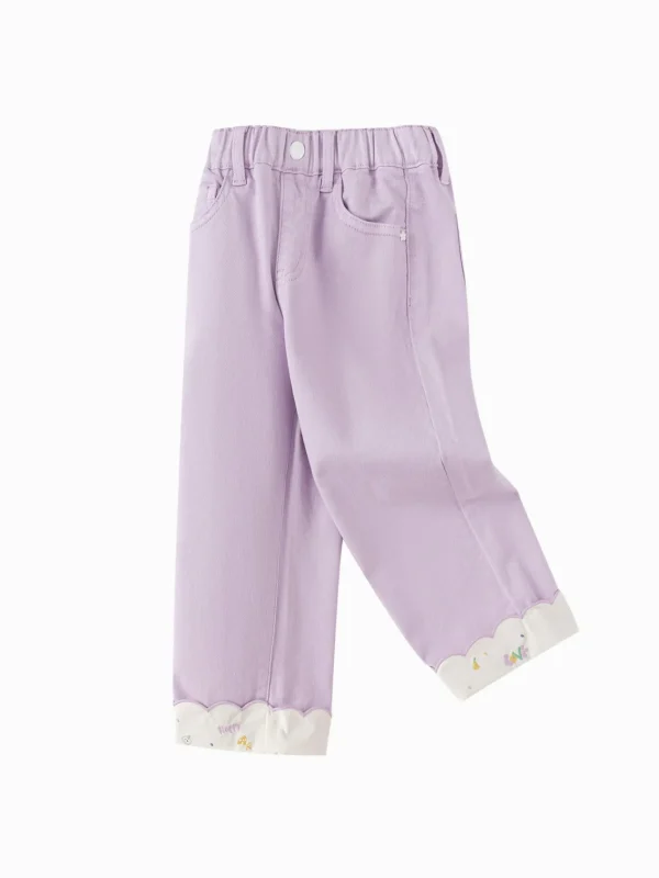 Balabala Trousers 2025 spring new Girl children's denim long pants Violet Sale