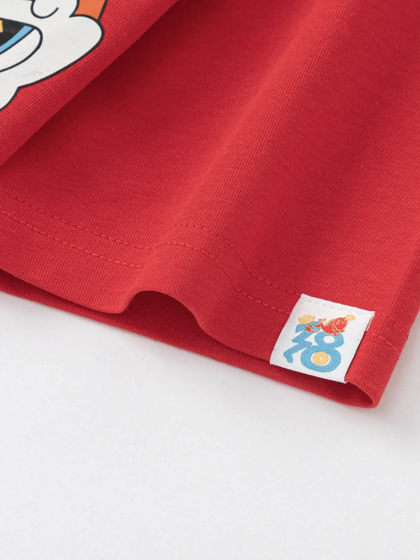 Balabala T-Shirt 2025 New Spring Style for Toddler Boys Round V-Neck Short Sleeve T-Shirt Chinese Red Fashion