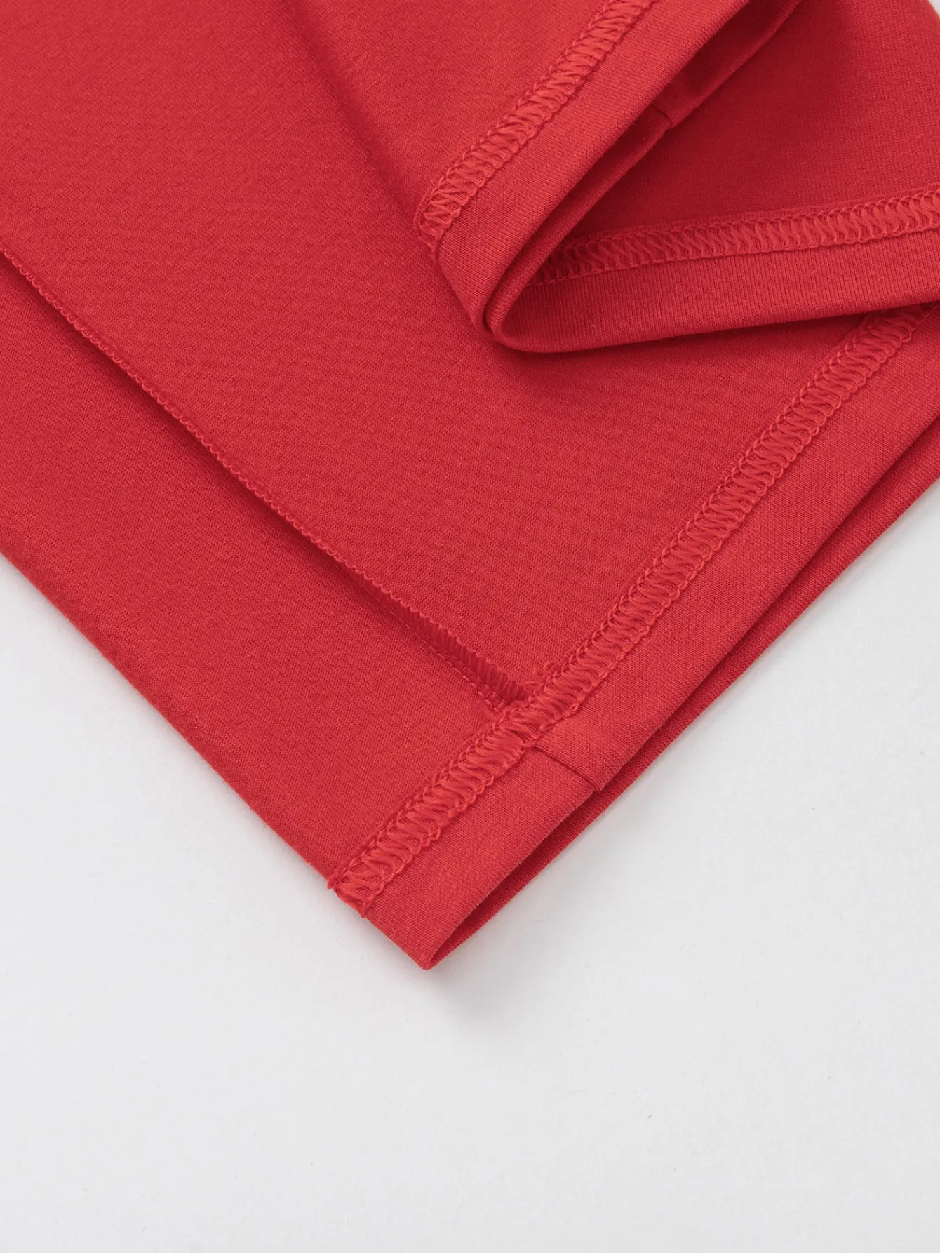 Balabala T-Shirt 2025 New Spring Style for Toddler Boys Round V-Neck Short Sleeve T-Shirt Chinese Red Fashion