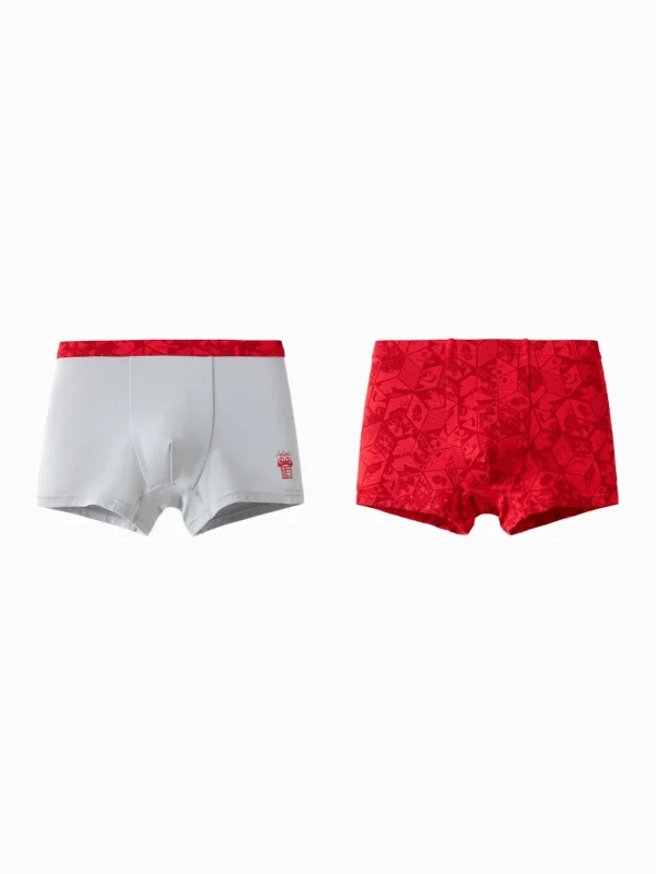 Balabala Underwear 2025 Spring New Boy Boxer Shorts Red Gray Store