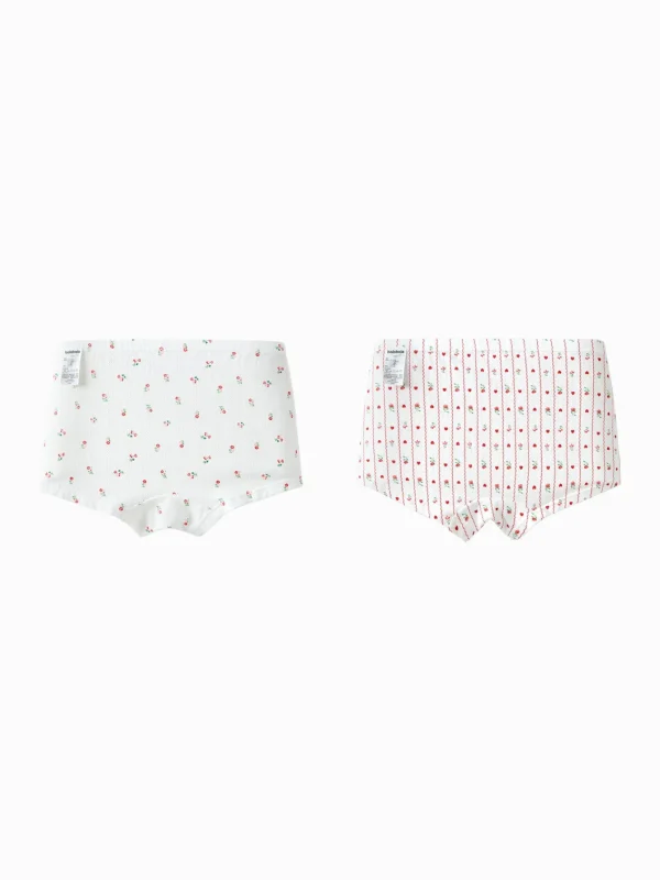 Balabala Underwear 2025 Spring New Girl Boxer Briefs Red White Hot