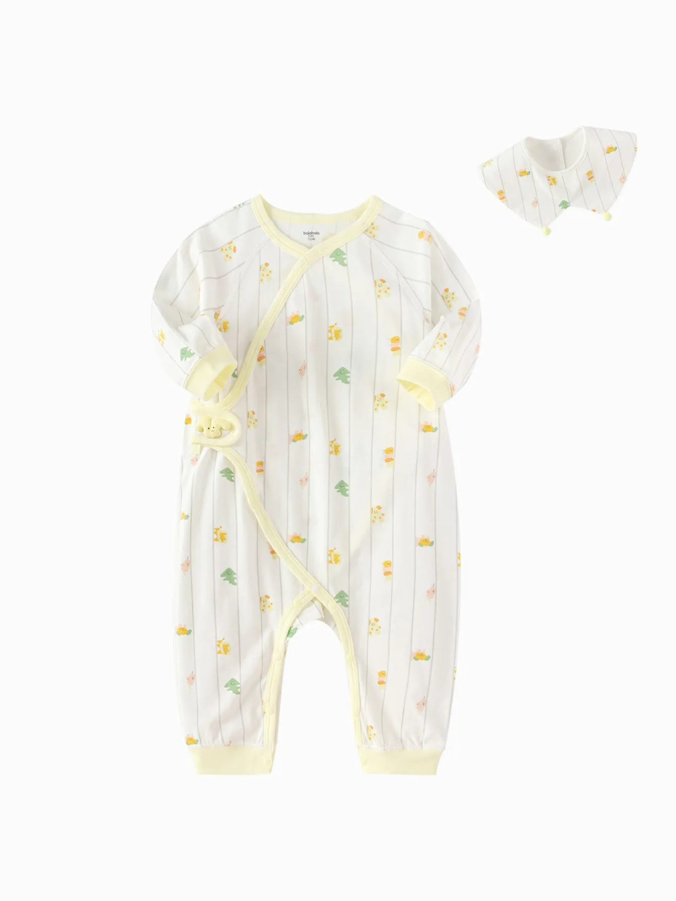 Balabala Underwear jumpsuit 2025 spring New Style boys and girls Baby's side opening jumpsuit White Yellow Hot