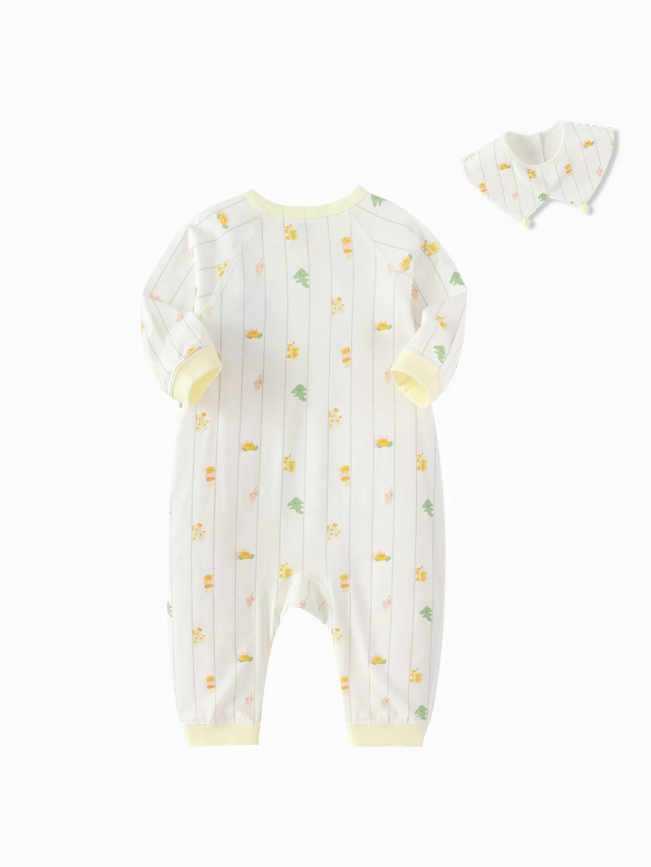 Balabala Underwear jumpsuit 2025 spring New Style boys and girls Baby's side opening jumpsuit White Yellow Hot