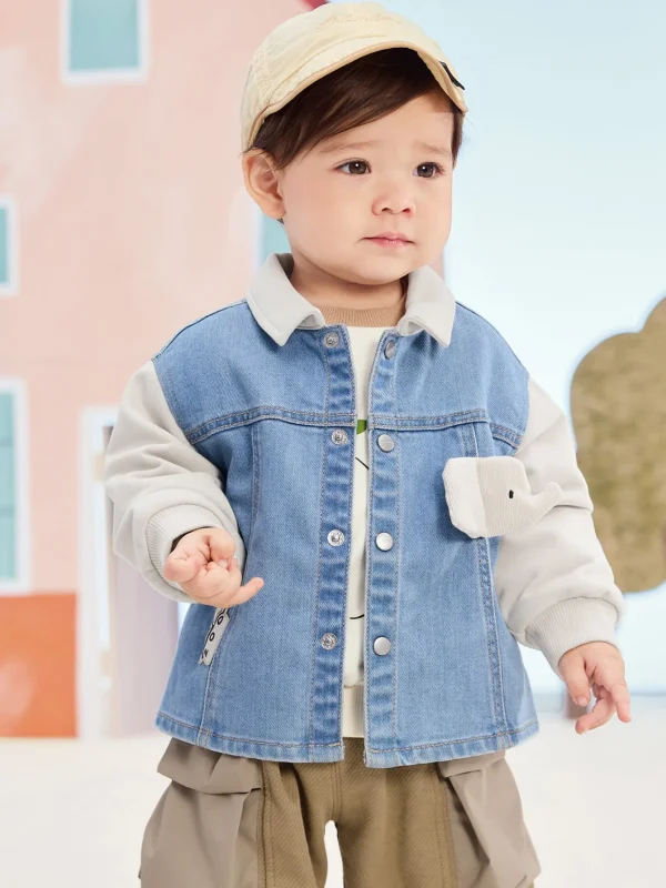 Balabala Unisex Baby Clothes Elephant Casual Clothes Denim Pale Blue Best Sale