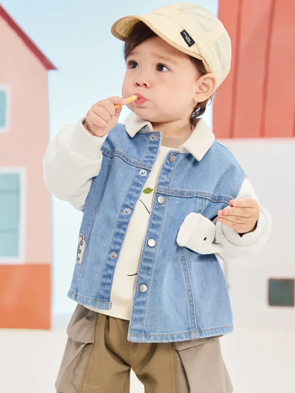 Balabala Unisex Baby Clothes Elephant Casual Clothes Denim Pale Blue Best Sale