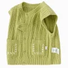 Balabala Vest New Spring 2025 Boys Baby Knitted Vest Yellow GreenA Clearance