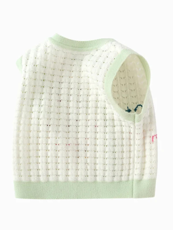 Balabala Vest New Spring 2025 Girls Baby Knitted Vest Off-white Fashion